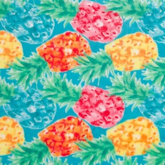 Isaac Mizrahi Colorful Tossed Pineapple Throw Blanket Tropical Blue Pink Green - Picture 1 of 9